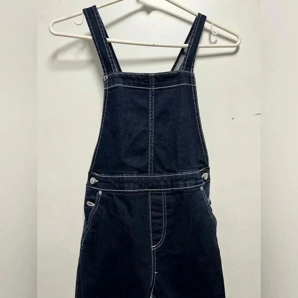 Free Assembly Denim Bibb Overalls Jeans Women's Size 8 - Picture 3 of 3